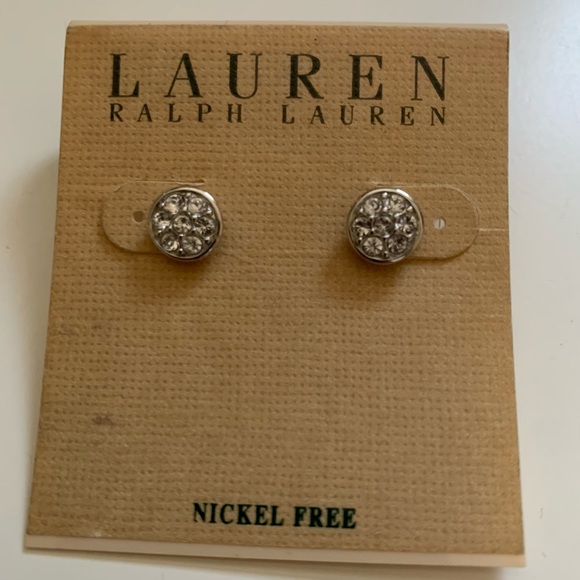 Ralph Lauren Silver Stud Earrings with Crystals - Picture 2 of 3